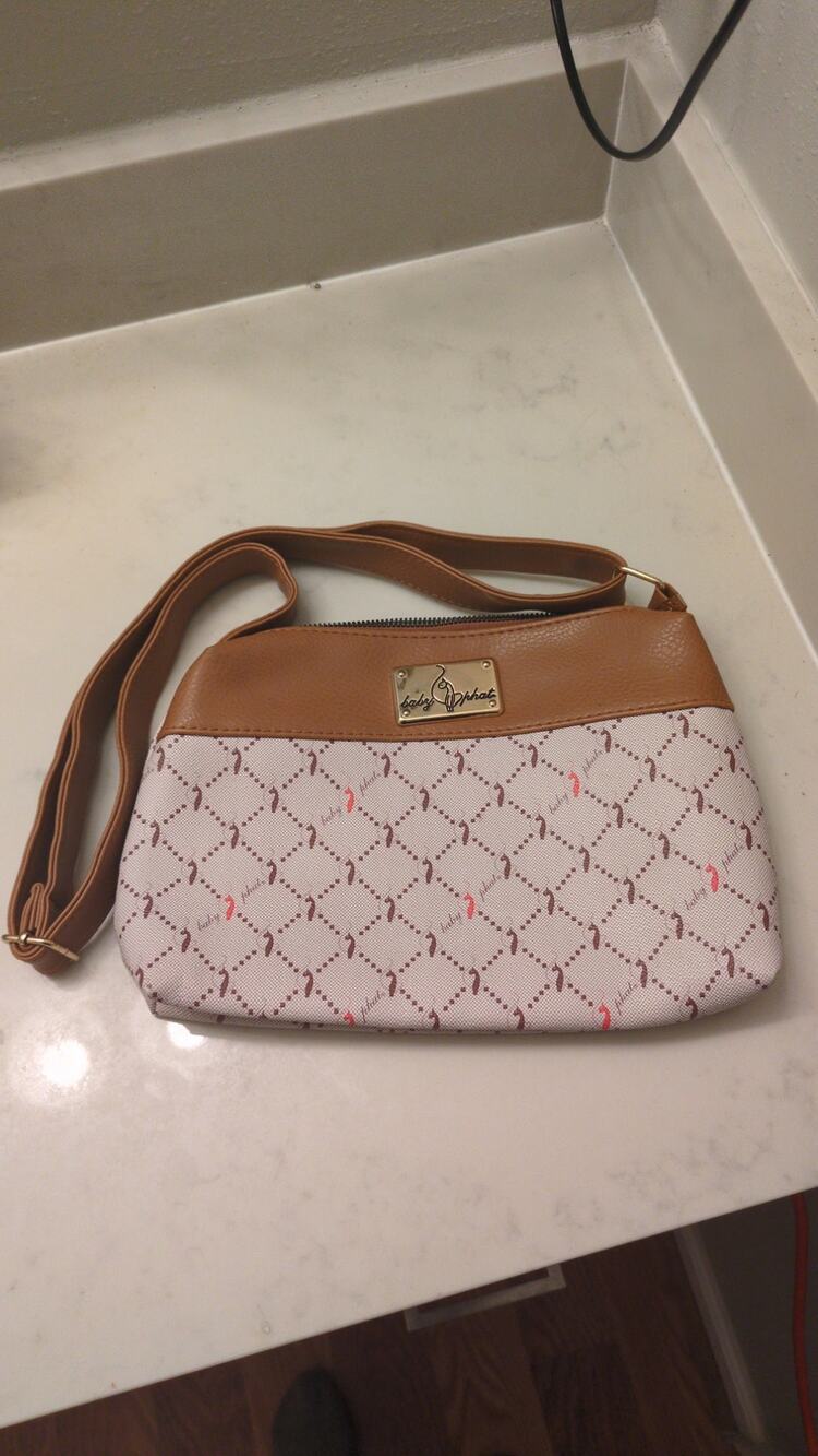 Baby Phat Monogram Purse Shoulder Bag Beige Tan Y2K Crossbody Adjustable Strap